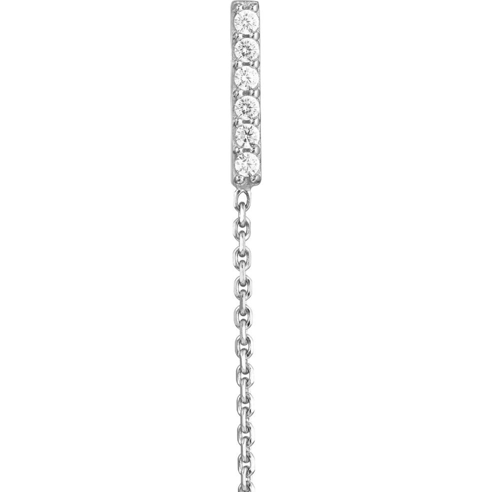 Olas d'Oro - 14K White Gold CZ Front to Back Staple Bar Earrings