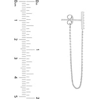 Olas d'Oro - 14K White Gold CZ Front to Back Staple Bar Earrings