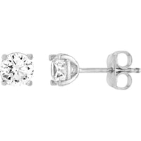 Olas d'Oro - 14K White Gold CZ Stud Earrings - 5.3mm Cubic Zirconia