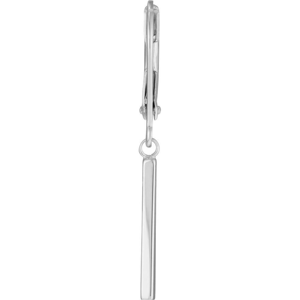 Olas d'Oro - 14K White Gold Dangle Staple Bar Earrings with Leverback Closure
