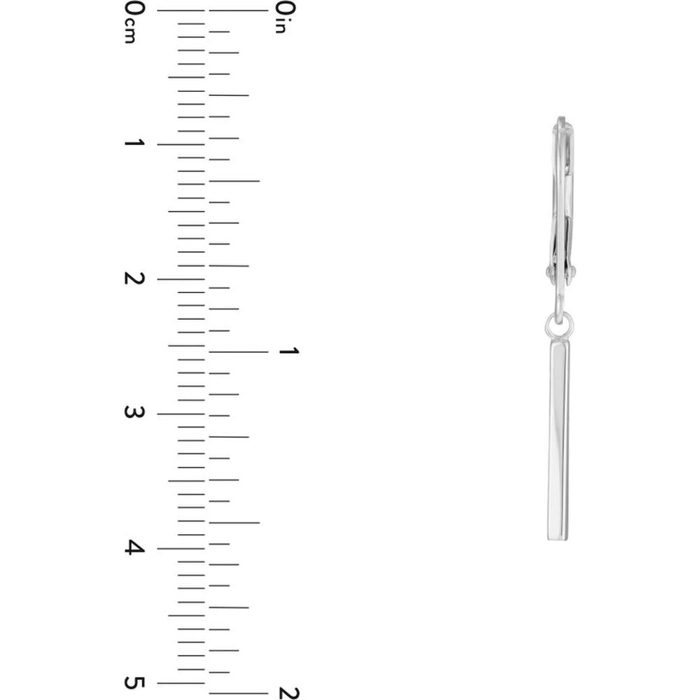 Olas d'Oro - 14K White Gold Dangle Staple Bar Earrings with Leverback Closure