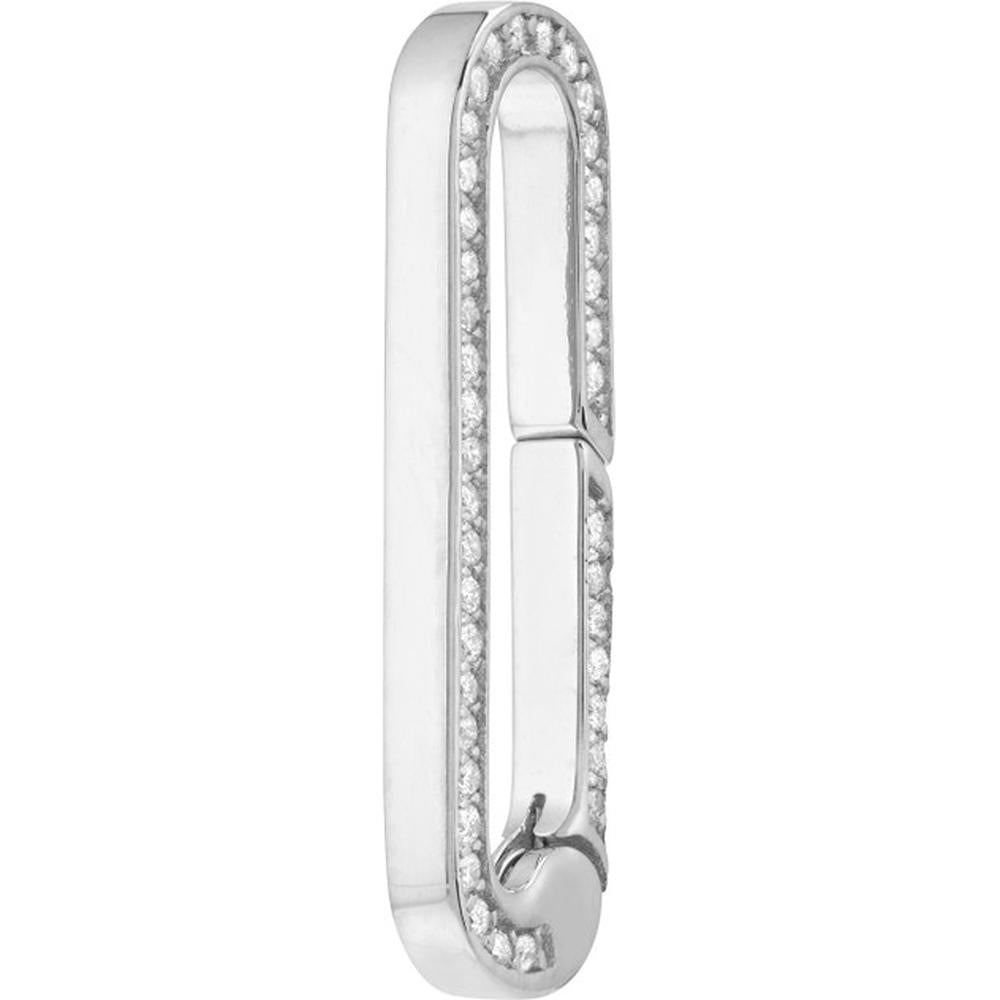 Olas d'Oro - 14K White Gold Designer Push Lock Clasp with 0.20 Carat Total Diamond Weight
