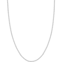 Olas d'Oro - 14K White Gold Designer Rolo Chain Necklace - 24" with Lobster Lock and 6.25 Grams Average Weight