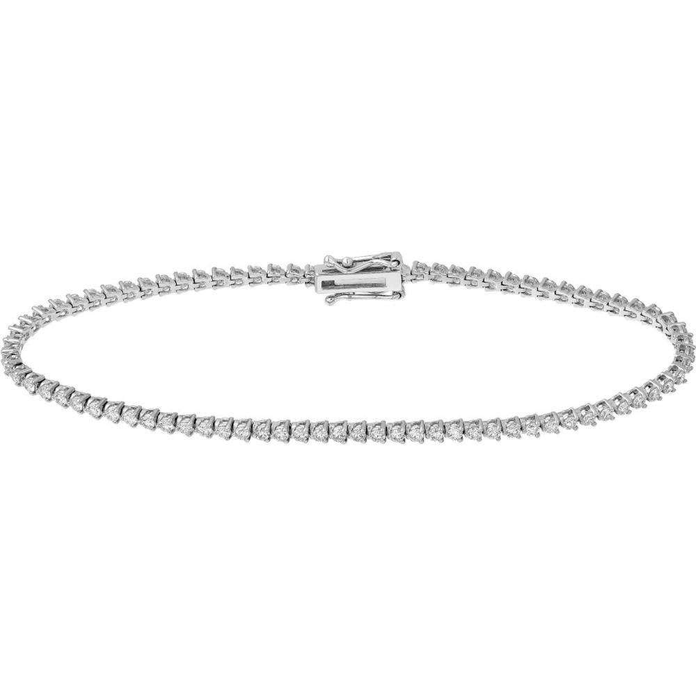Olas d'Oro - 14K White Gold Diamond 3-Prong Tennis Bracelet - 1.64 Carat Total Carat Weight