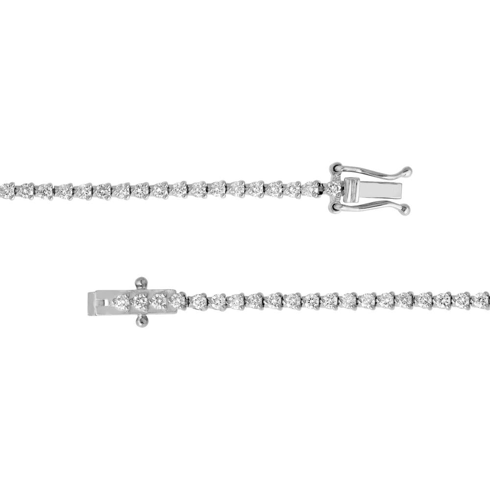 Olas d'Oro - 14K White Gold Diamond 3-Prong Tennis Bracelet - 1.64 Carat Total Carat Weight