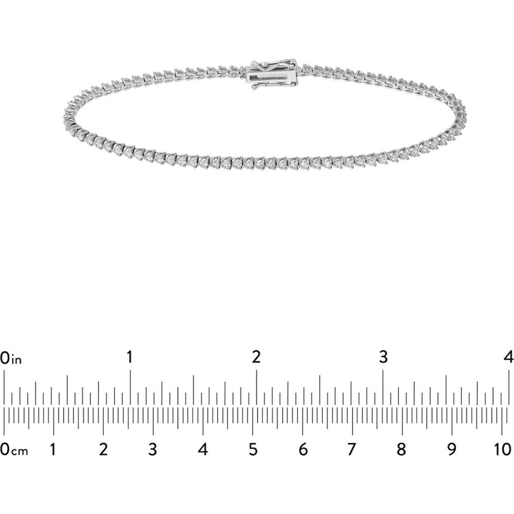Olas d'Oro - 14K White Gold Diamond 3-Prong Tennis Bracelet - 1.64 Carat Total Carat Weight