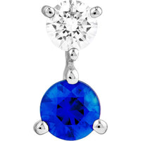 Olas d'Oro - 14K White Gold Diamond and Sapphire Stud Earrings - 0.13 Carat Total Diamond Weight, 0.30 Carat Total Sapphire Weight