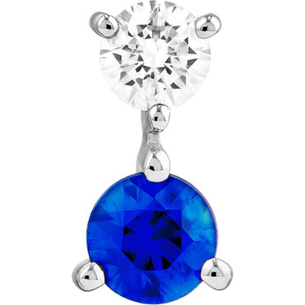 Olas d'Oro - 14K White Gold Diamond and Sapphire Stud Earrings - 0.13 Carat Total Diamond Weight, 0.30 Carat Total Sapphire Weight