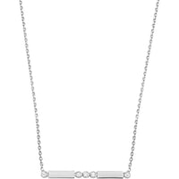 Olas d'Oro - 14K White Gold Diamond Bezel and Bar Adjustable Necklace - 1/20 Carat Total Diamond Weight