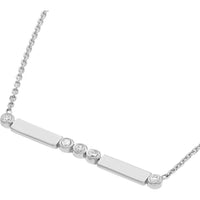Olas d'Oro - 14K White Gold Diamond Bezel and Bar Adjustable Necklace - 1/20 Carat Total Diamond Weight