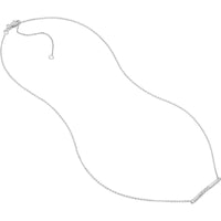 Olas d'Oro - 14K White Gold Diamond Bezel and Bar Adjustable Necklace - 1/20 Carat Total Diamond Weight