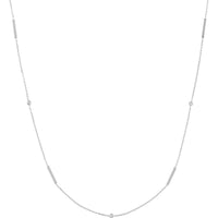 Olas d'Oro - 14K White Gold Diamond Bezel and Bar Station Necklace - 0.07 Carat Total Diamond Weight
