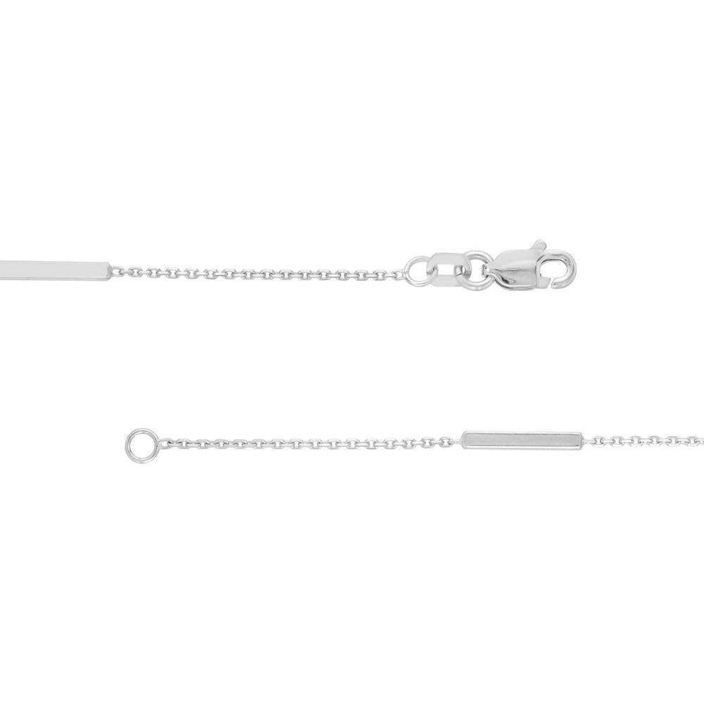 Olas d'Oro - 14K White Gold Diamond Bezel and Bar Station Necklace - 0.07 Carat Total Diamond Weight