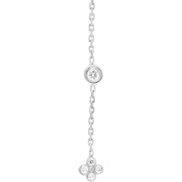 Olas d'Oro - 14K White Gold Diamond Bezel and Cluster Drop Earrings - 0.12 Carat Total Diamond Weight