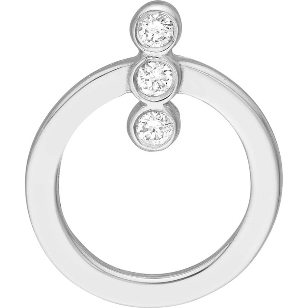 Olas d'Oro - 14K White Gold Diamond Bezel Bar Door Knocker Earrings - 0.08 Carat Total Diamond Weight
