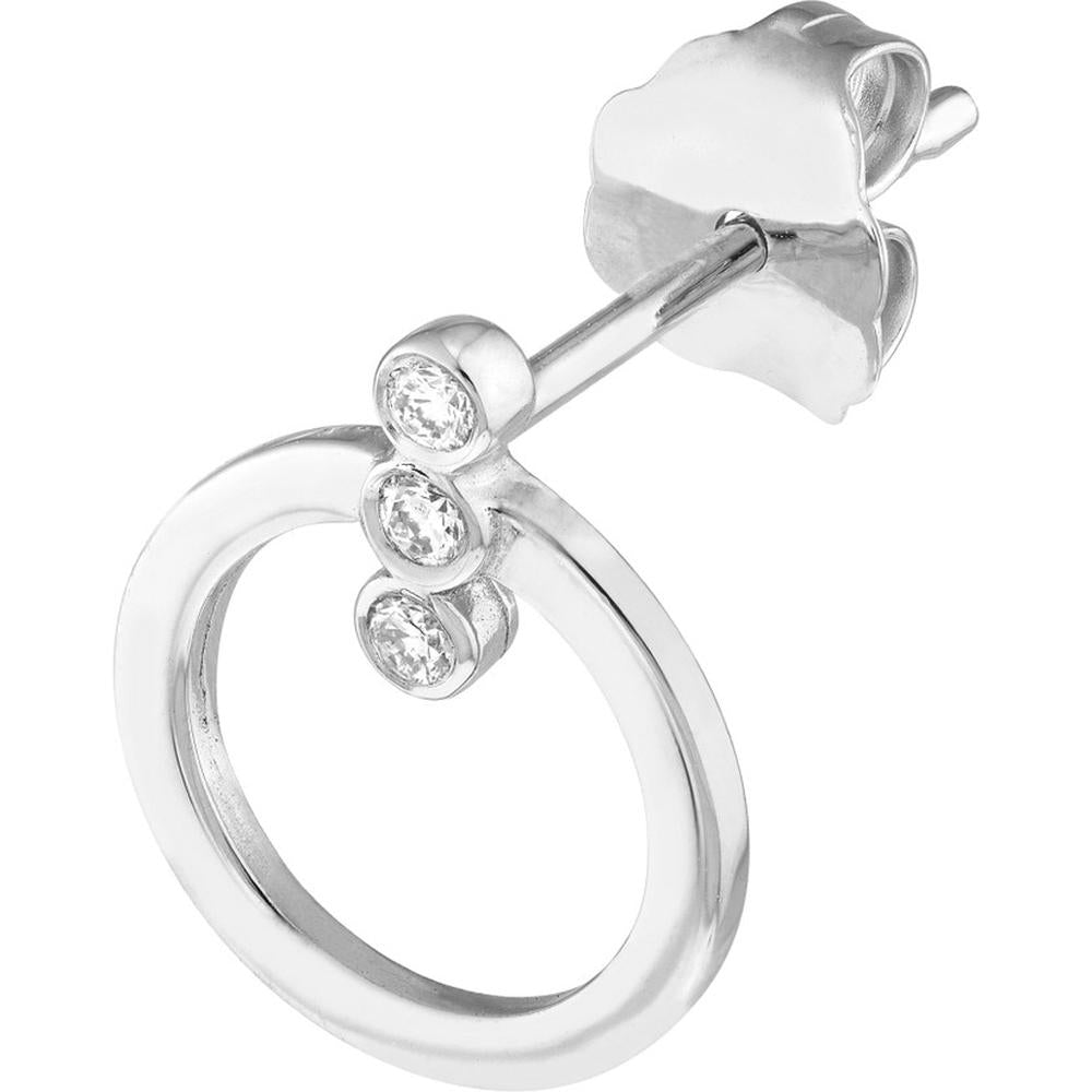 Olas d'Oro - 14K White Gold Diamond Bezel Bar Door Knocker Earrings - 0.08 Carat Total Diamond Weight