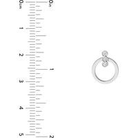 Olas d'Oro - 14K White Gold Diamond Bezel Bar Door Knocker Earrings - 0.08 Carat Total Diamond Weight