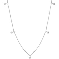 Olas d'Oro - 14K White Gold Diamond Bezel Drops Necklace - 0.07 Carat Total Diamond Weight