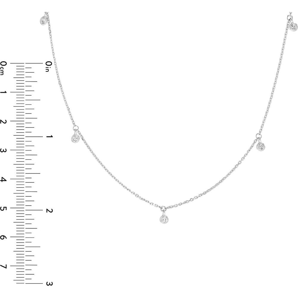 Olas d'Oro - 14K White Gold Diamond Bezel Drops Necklace - 0.07 Carat Total Diamond Weight