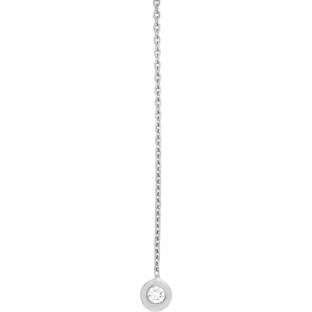 Olas d'Oro - 14K White Gold Diamond Bezel Threader Earrings - 0.06 Carat Total Diamond Weight