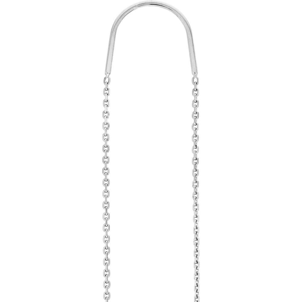 Olas d'Oro - 14K White Gold Diamond Bezel Threader Earrings - 0.06 Carat Total Diamond Weight