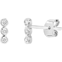 Olas d'Oro - 14K White Gold Diamond Bezel Trio Stud Earrings - 0.08 Carat Total Diamond Weight