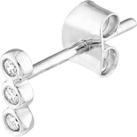 Olas d'Oro - 14K White Gold Diamond Bezel Trio Stud Earrings - 0.08 Carat Total Diamond Weight