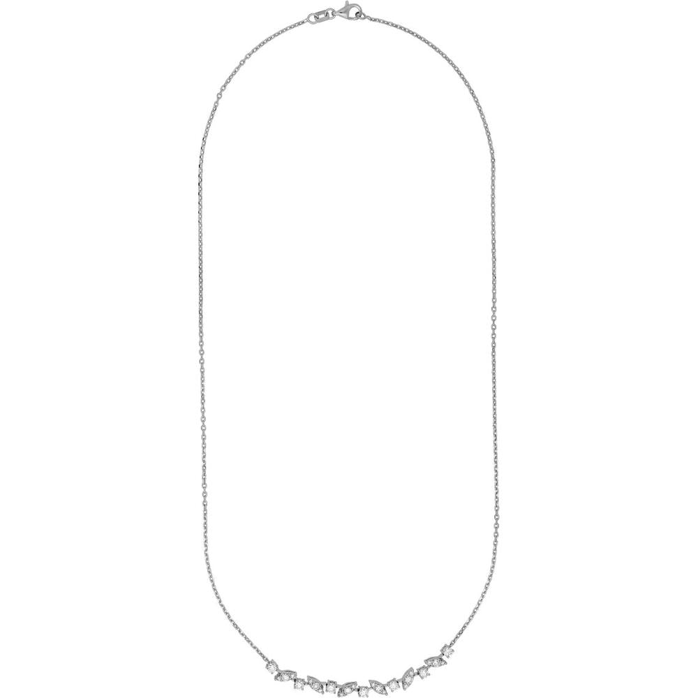 Olas d'Oro - 14K White Gold Diamond Center Station Necklace - 0.96 Carat Total Diamond Weight