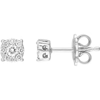 Olas d'Oro - 14K White Gold Diamond Cluster Stud Earrings - 0.29 Carat Total Diamond Weight