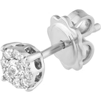 Olas d'Oro - 14K White Gold Diamond Cluster Stud Earrings - 0.29 Carat Total Diamond Weight