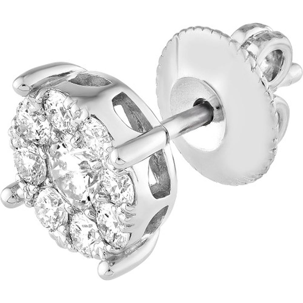 Olas d'Oro - 14K White Gold Diamond Cluster Stud Earrings - 1.10 Carat Total Diamond Weight