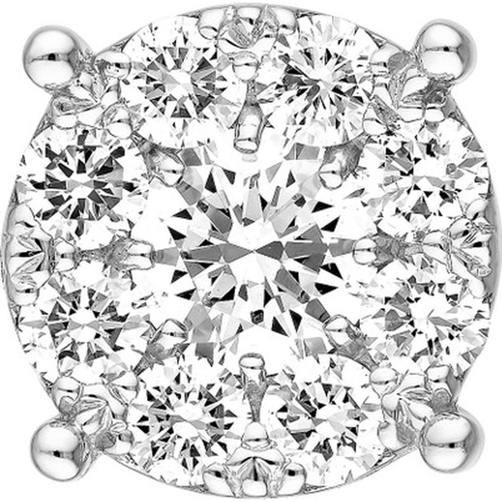 Olas d'Oro - 14K White Gold Diamond Cluster Stud Earrings - 1.10 Carat Total Diamond Weight