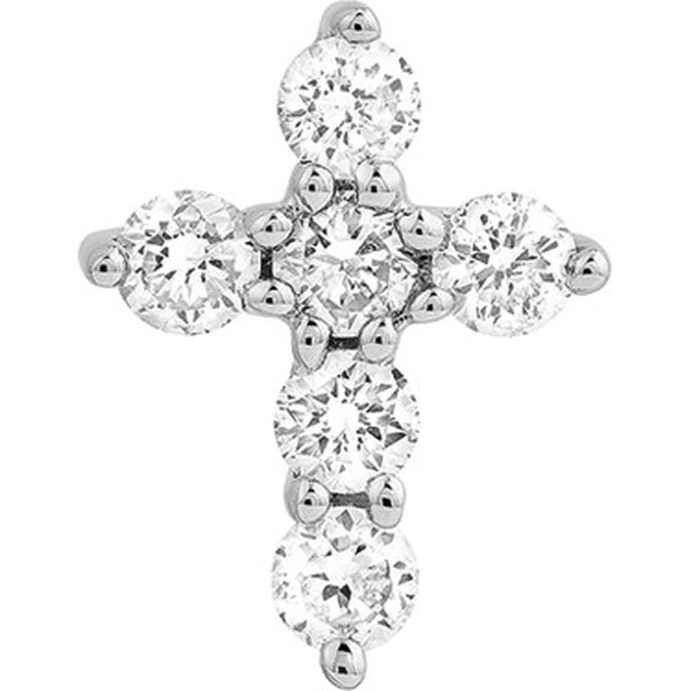 Olas d'Oro - 14K White Gold Diamond Cross Earrings - 0.16 Carat Total Diamond Weight