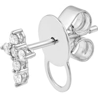 Olas d'Oro - 14K White Gold Diamond Cross Earrings - 0.16 Carat Total Diamond Weight
