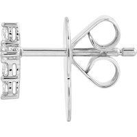 Olas d'Oro - 14K White Gold Diamond Cross Earrings - 0.16 Carat Total Diamond Weight