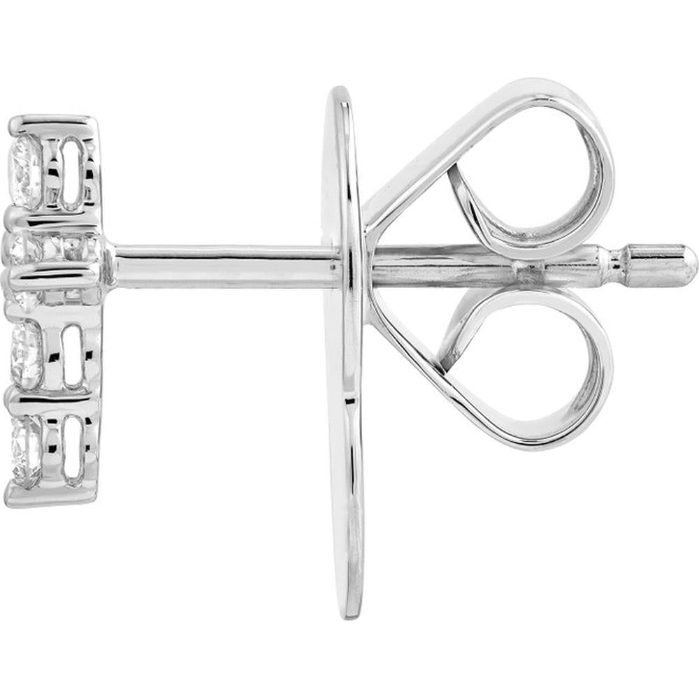 Olas d'Oro - 14K White Gold Diamond Cross Earrings - 0.16 Carat Total Diamond Weight