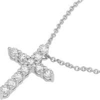 Olas d'Oro - 14K White Gold Diamond Cross Pendant - 0.28 Carat Total Carat Weight