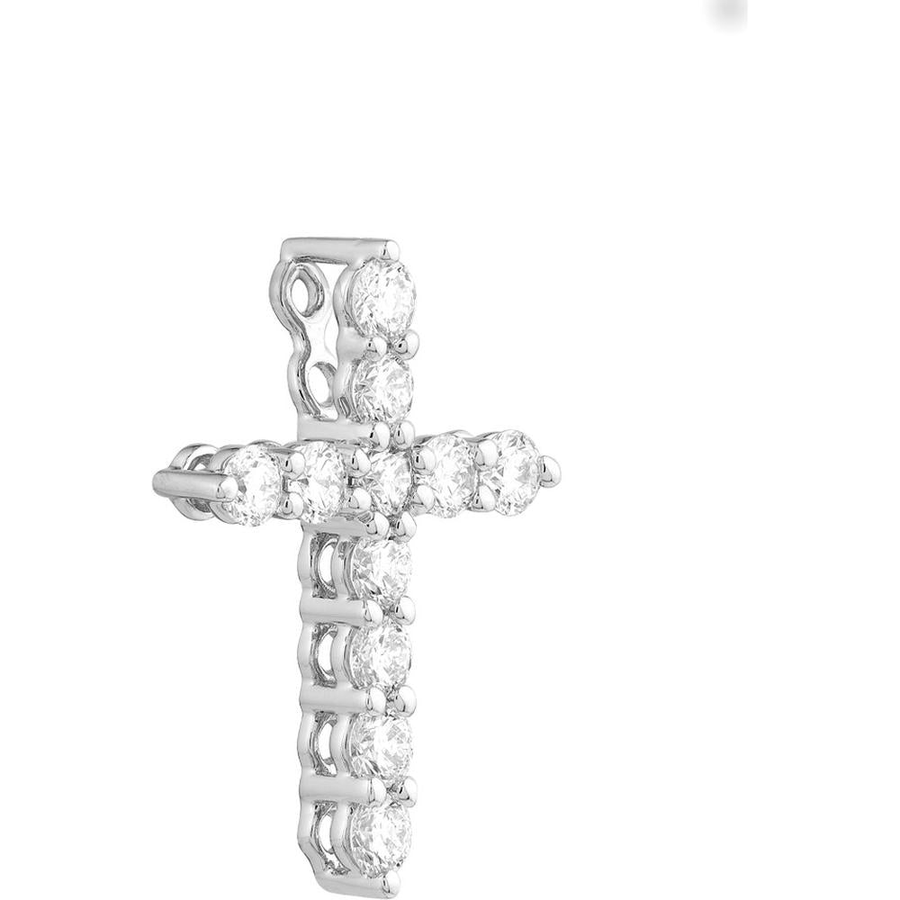 Olas d'Oro - 14K White Gold Diamond Cross Pendant - 0.28 Carat Total Carat Weight