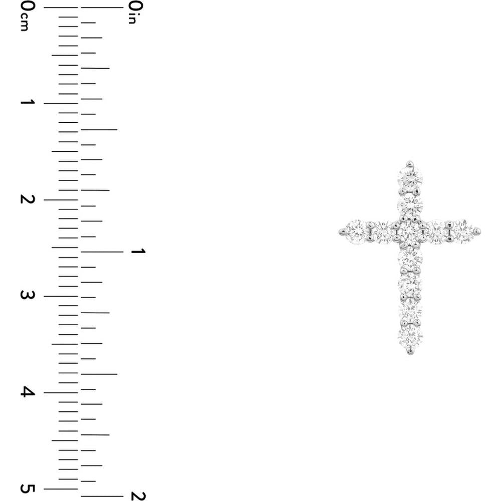 Olas d'Oro - 14K White Gold Diamond Cross Pendant - 0.80 Carat Total Diamond Weight