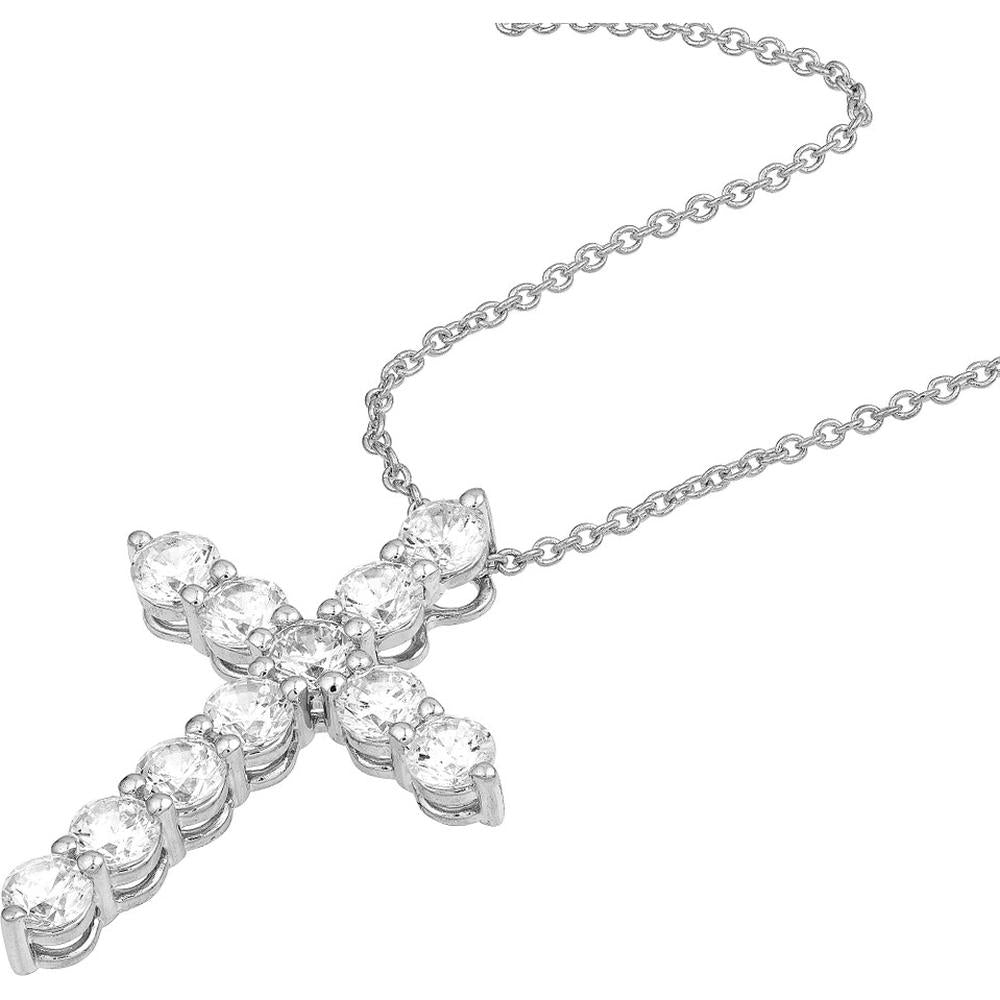 Olas d'Oro - 14K White Gold Diamond Cross Pendant - 1.07 Carat Total Diamond Weight
