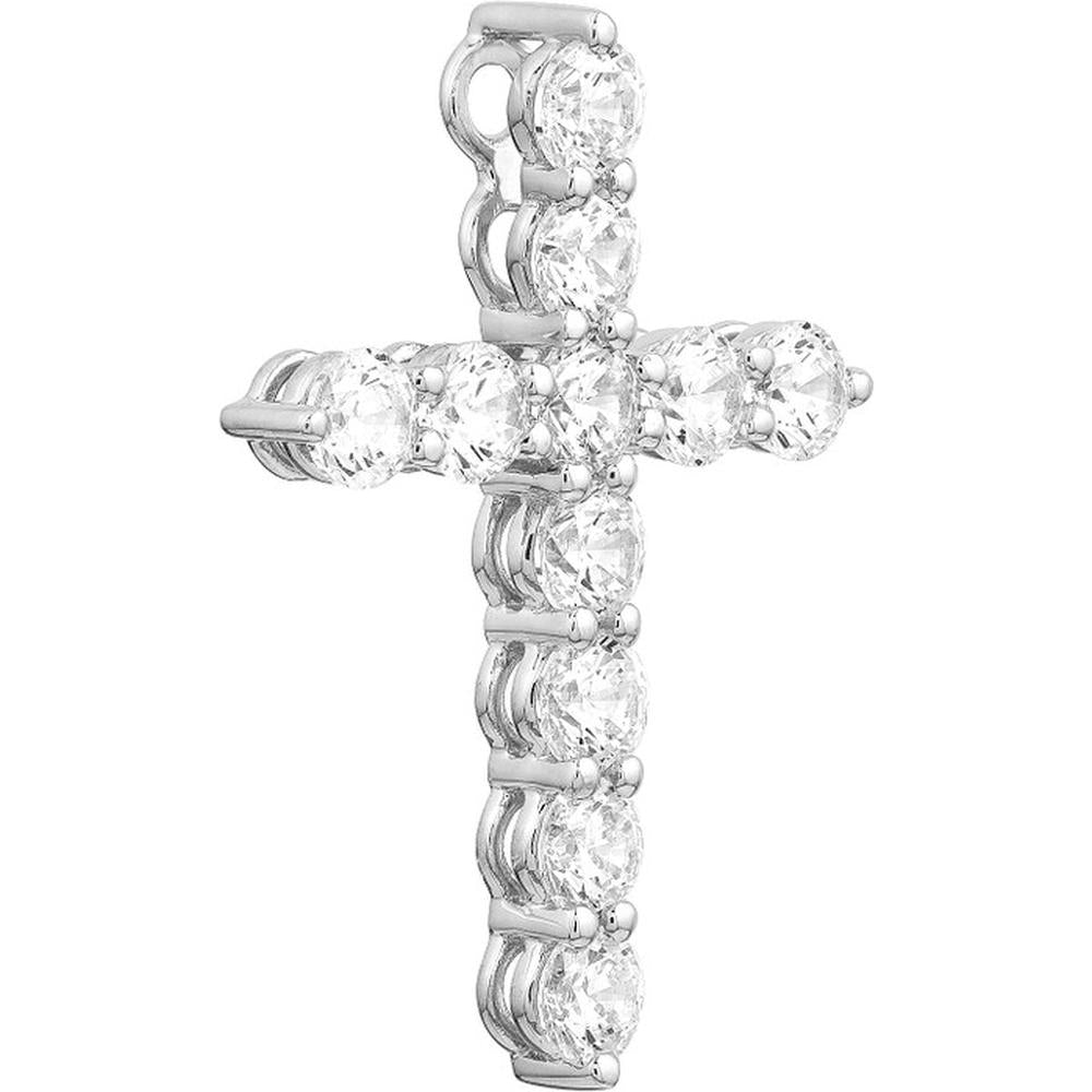 Olas d'Oro - 14K White Gold Diamond Cross Pendant - 1.07 Carat Total Diamond Weight