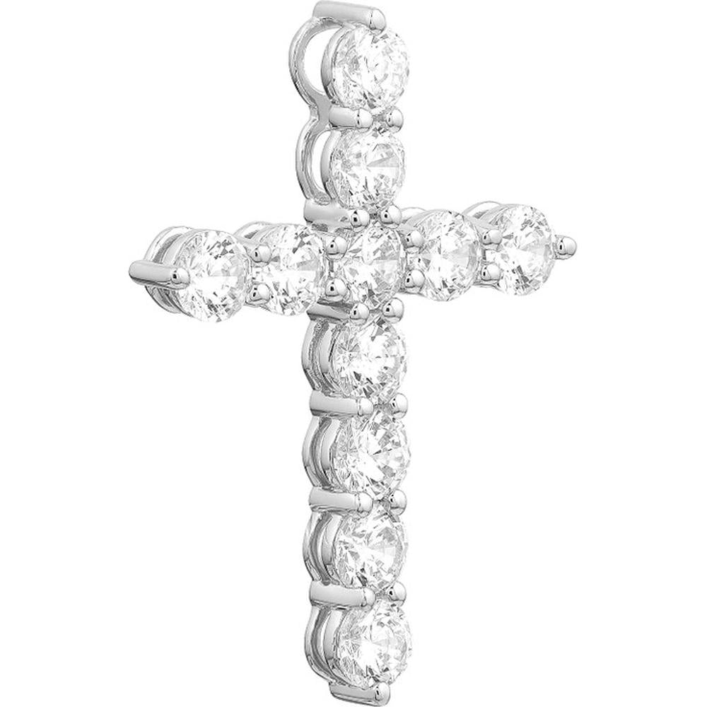 Olas d'Oro - 14K White Gold Diamond Cross Pendant - 1.65 Carat Total Diamond Weight
