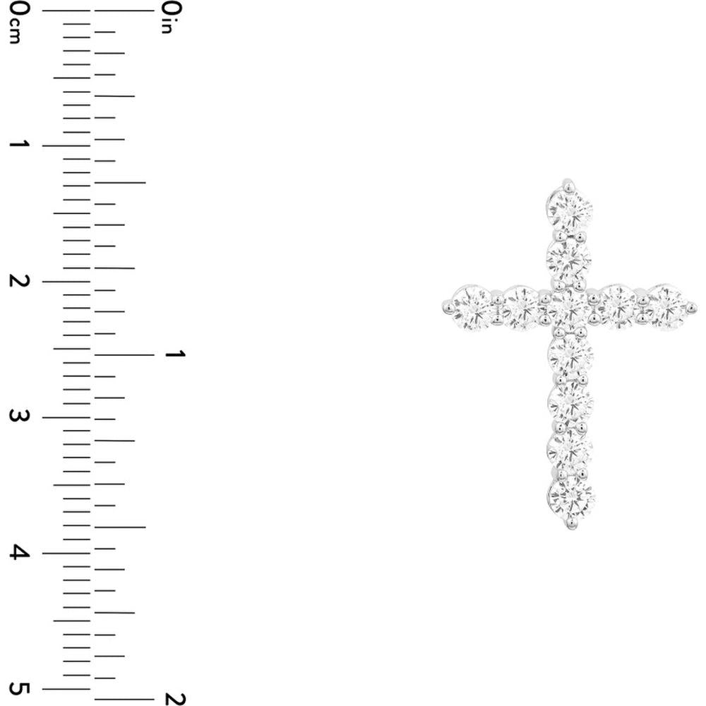 Olas d'Oro - 14K White Gold Diamond Cross Pendant - 1.65 Carat Total Diamond Weight