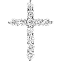Olas d'Oro - 14K White Gold Diamond Cross Pendant with 1/8 Carat Total Diamond Weight