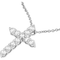 Olas d'Oro - 14K White Gold Diamond Cross Pendant with Round Diamonds - 1/2 Total Carat Weight