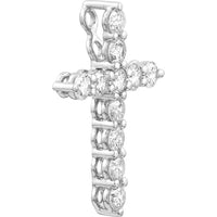 Olas d'Oro - 14K White Gold Diamond Cross Pendant with Round Diamonds - 1/2 Total Carat Weight