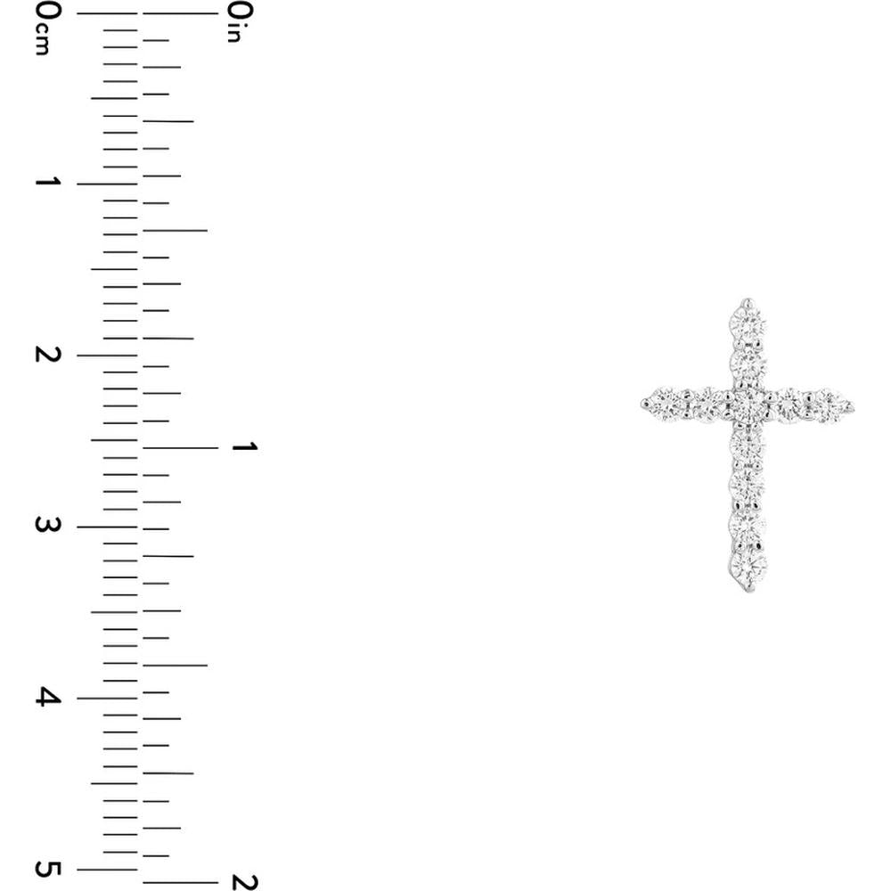 Olas d'Oro - 14K White Gold Diamond Cross Pendant with Round Diamonds - 1/2 Total Carat Weight