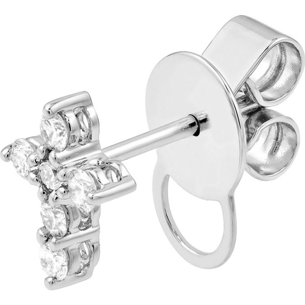 Olas d'Oro - 14K White Gold Diamond Cross Stud Earrings - 0.29 Carat Total Diamond Weight