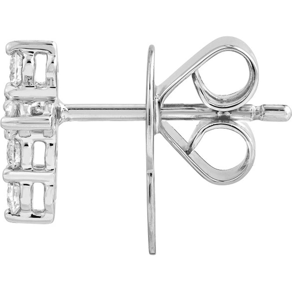 Olas d'Oro - 14K White Gold Diamond Cross Stud Earrings - 0.29 Carat Total Diamond Weight