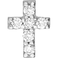 Olas d'Oro - 14K White Gold Diamond Cross Stud Earrings - 1/8 Total Carat Weight
